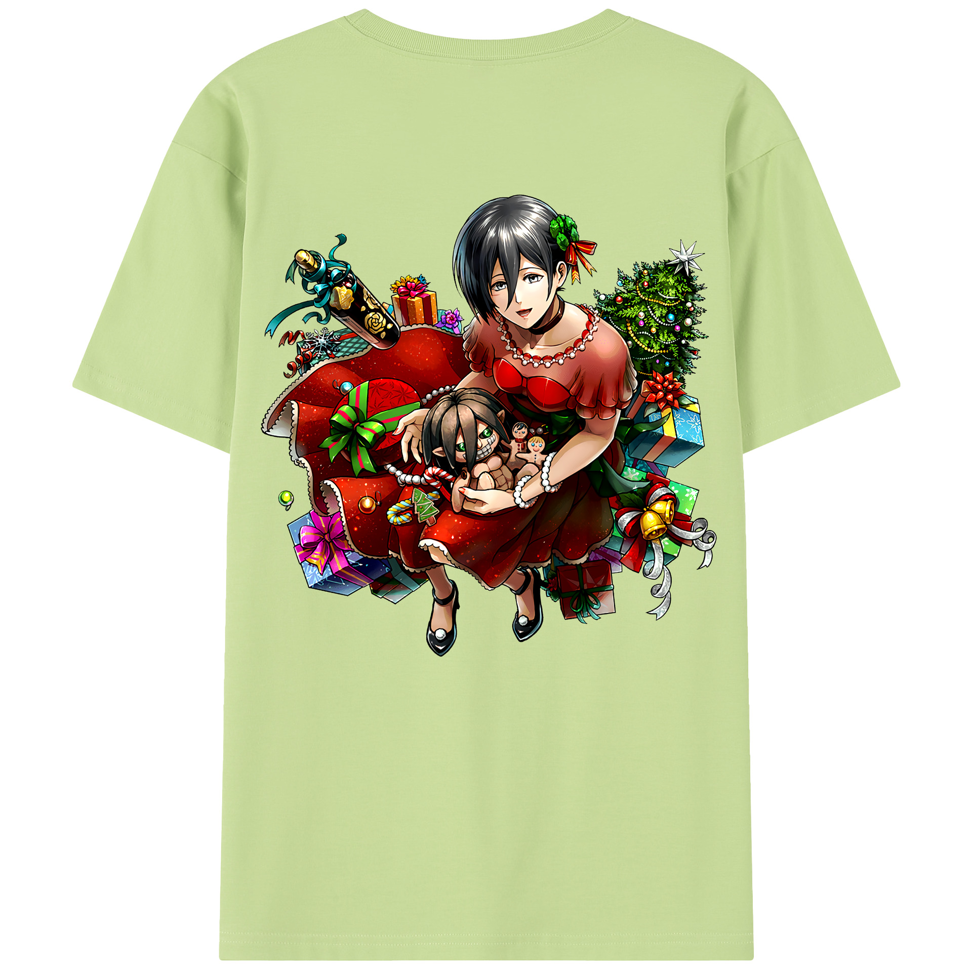 （画像用） 進撃の巨人 ミカサ·アッカーマン Attack on Titan Mikasa Ackerman 綿100％半袖Tシャツ（背面プリント）